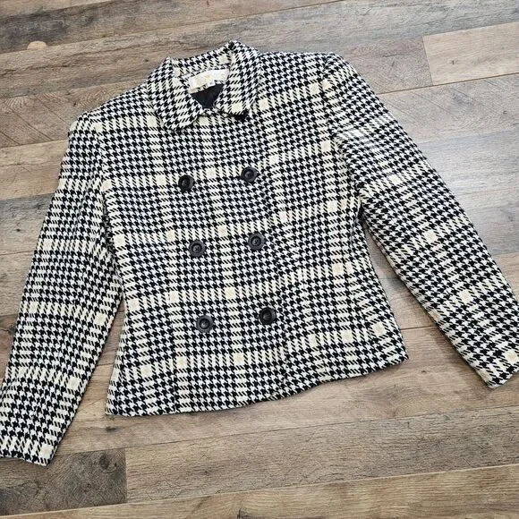 Xerxes Suit 10 Houndstooth Double Breasted Blazer Pencil Skirt Wool Corpcore - Picture 8 of 13